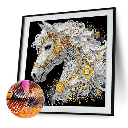 Gorgeous White Horse - Special Shaped Drill Diamond Painting 30*30CM