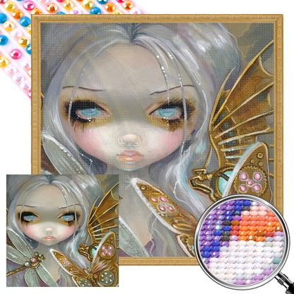 White Hair Girl - Full AB Round Drill Diamond Painting 50*50CM