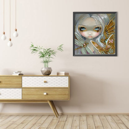 White Hair Girl - Full AB Round Drill Diamond Painting 50*50CM