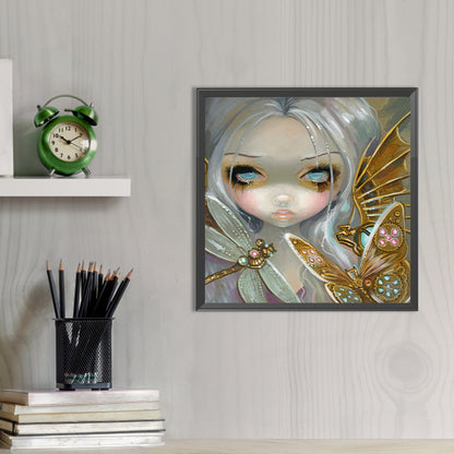 White Hair Girl - Full AB Round Drill Diamond Painting 50*50CM