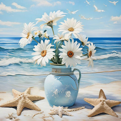 Seaside Daisy - Full Round Drill Diamond Painting 30*30CM