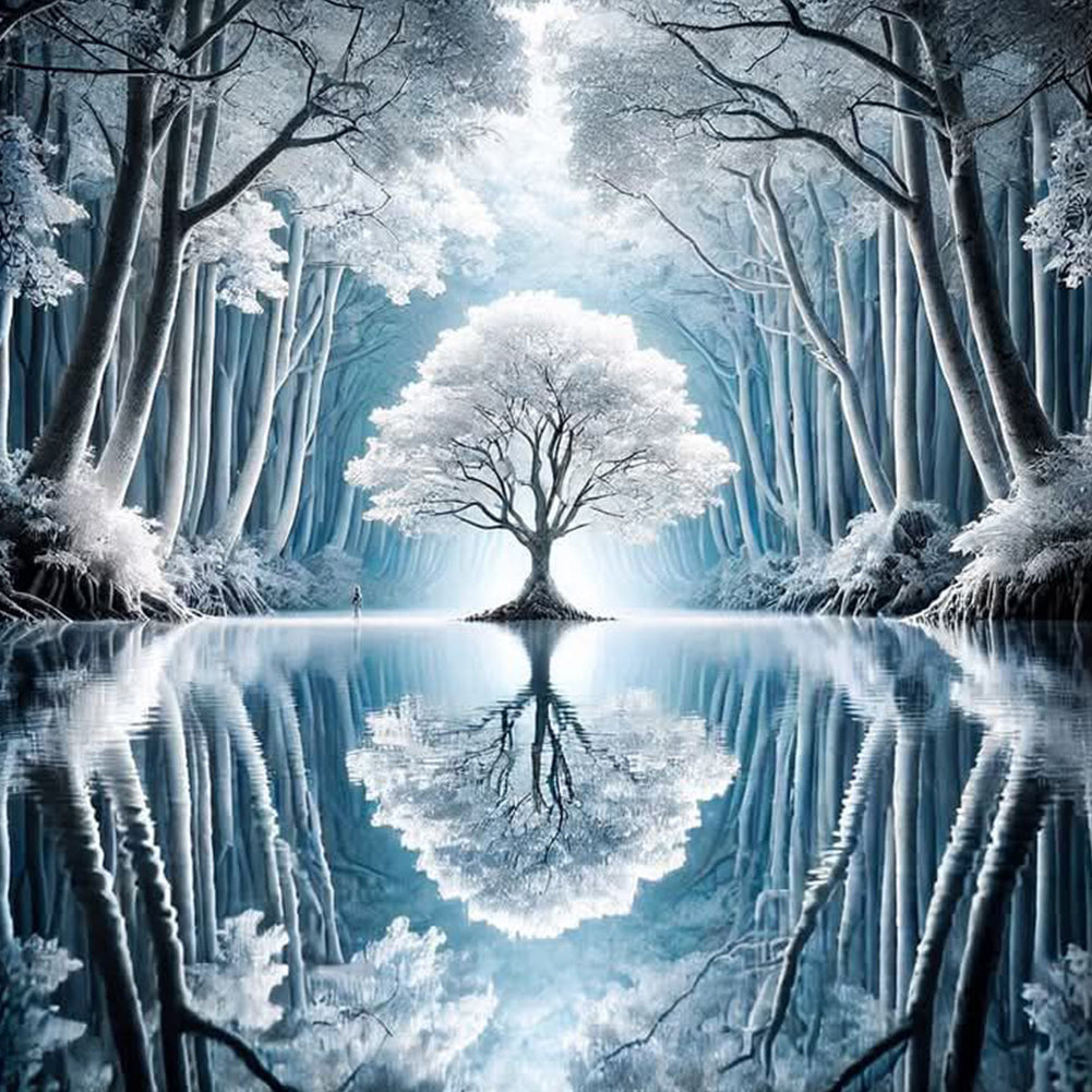 Silver Tree - Full Round Drill Diamond Painting 30*30CM