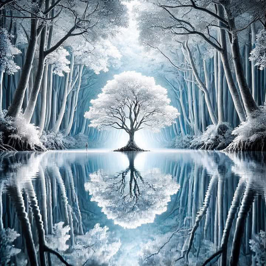 Silver Tree - Full Round Drill Diamond Painting 30*30CM