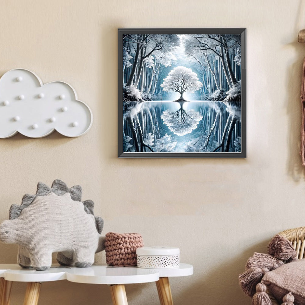 Silver Tree - Full Round Drill Diamond Painting 30*30CM