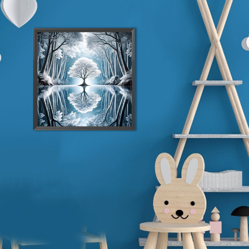 Silver Tree - Full Round Drill Diamond Painting 30*30CM