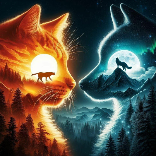 Wolf And Cat - Full Round Drill Diamond Painting 40*40CM