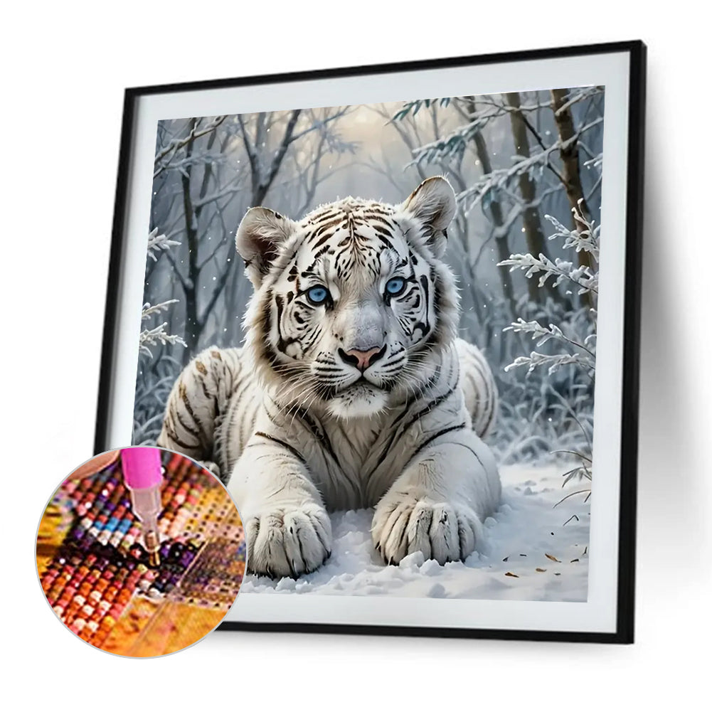 White Tiger - Full Round Drill Diamond Painting 40*40CM