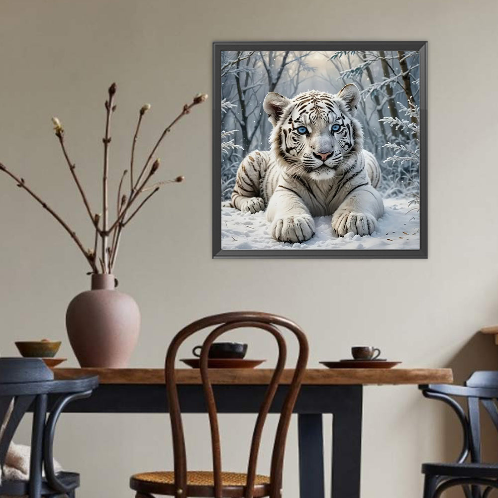 White Tiger - Full Round Drill Diamond Painting 40*40CM