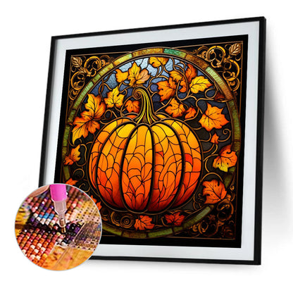 Pumpkin Glass Painting - Full AB Round Drill Diamond Painting 40*40CM