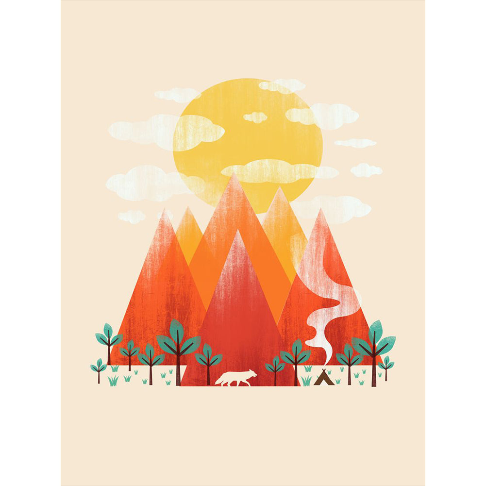 Mountain And Sun - Full Round Drill Diamond Painting 30*40CM