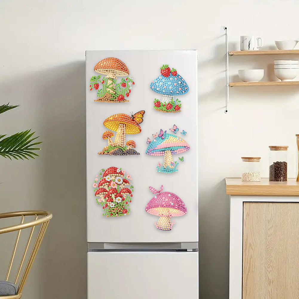 6Pcs Acrylic Cats Diamond Art Fridge Magnet Diamond Painting Refrigerator Magnet