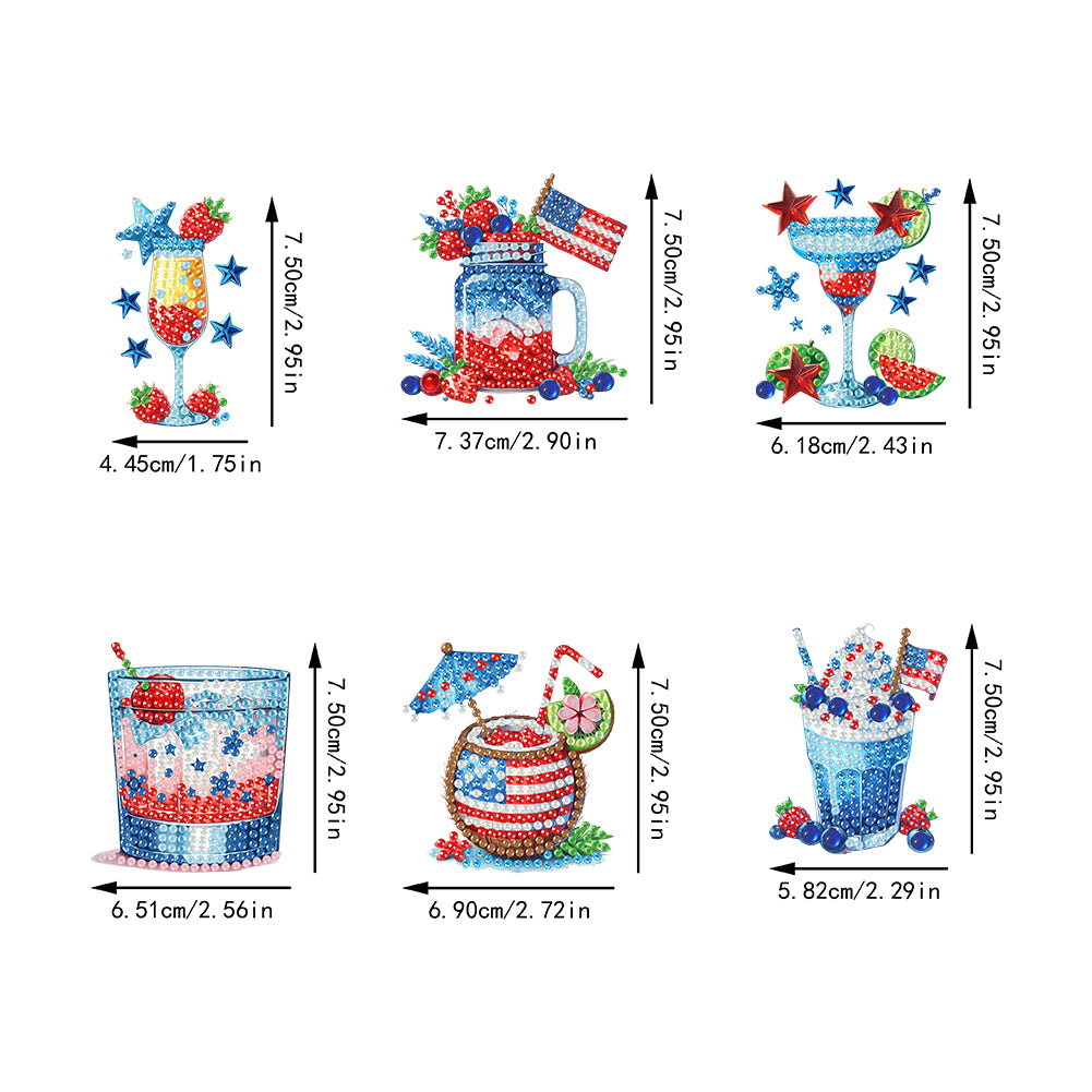 6Pcs Acrylic Cats Diamond Art Fridge Magnet Diamond Painting Refrigerator Magnet