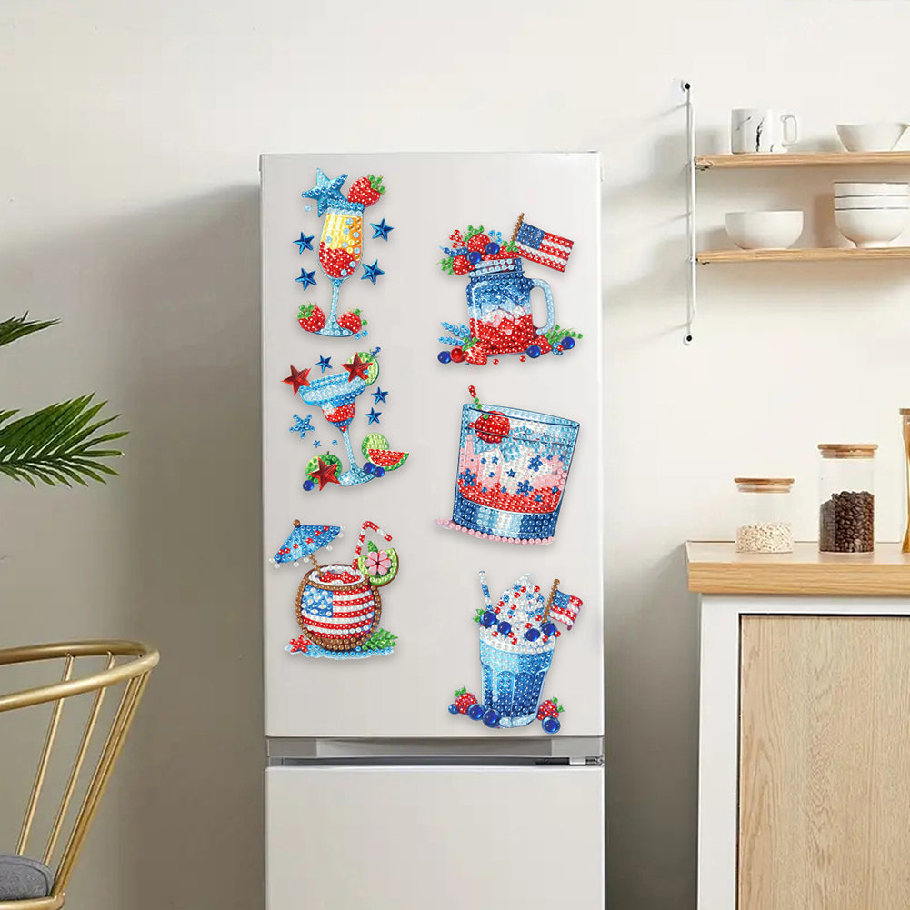 6Pcs Acrylic Cats Diamond Art Fridge Magnet Diamond Painting Refrigerator Magnet