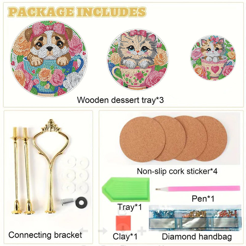 3 Tier Animal Crystal Display Rack Kit 5D DIY Shelf Art Craft Set for Home Decor