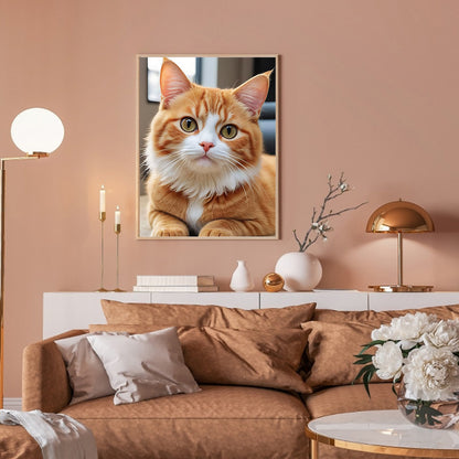 Orange Cat - Full Round Drill Diamond Painting 30*40CM
