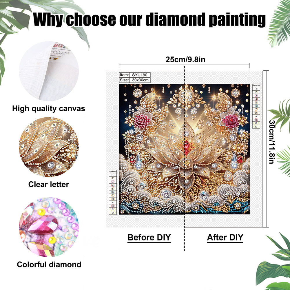 Lotus - Special Shaped Drill Diamond Painting 30*30CM