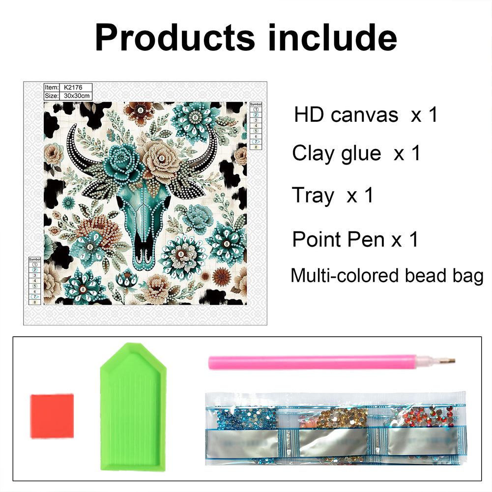 Indian Cow Skull - Special Shaped Drill Diamond Painting 30*30CM