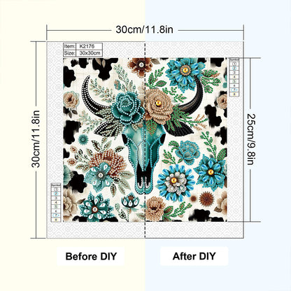 Indian Cow Skull - Special Shaped Drill Diamond Painting 30*30CM