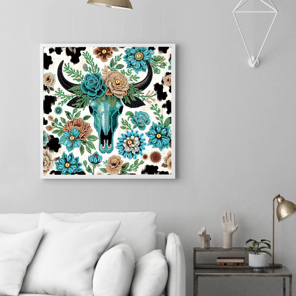 Indian Cow Skull - Special Shaped Drill Diamond Painting 30*30CM