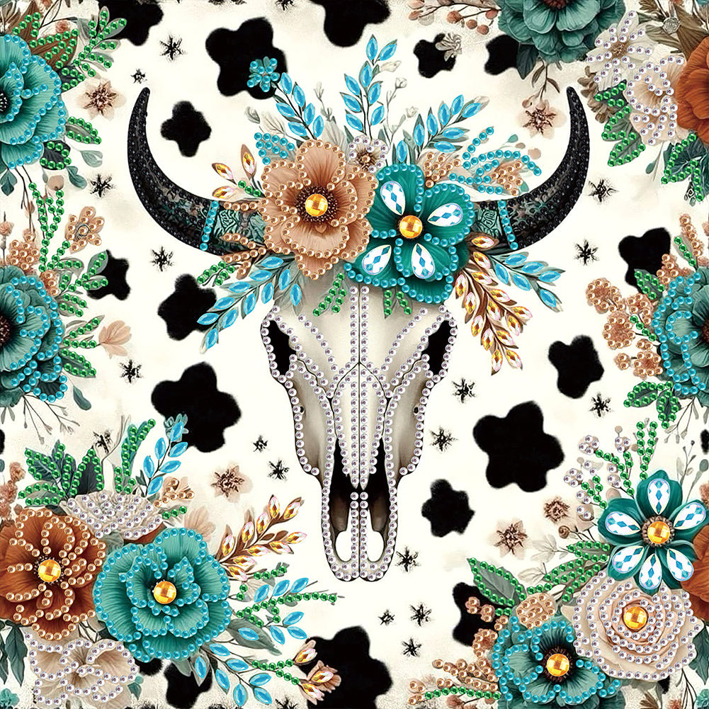 Indian Cow Skull - Special Shaped Drill Diamond Painting 30*30CM