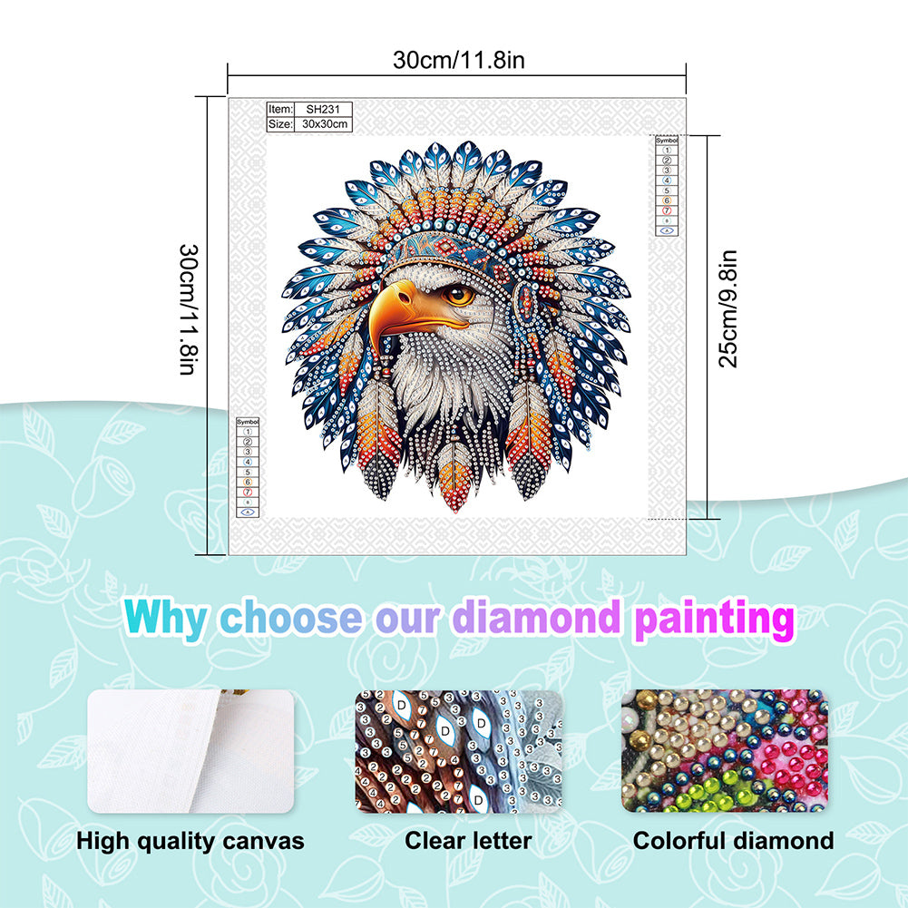 Indian Eagle - Special Shaped Drill Diamond Painting 30*30CM