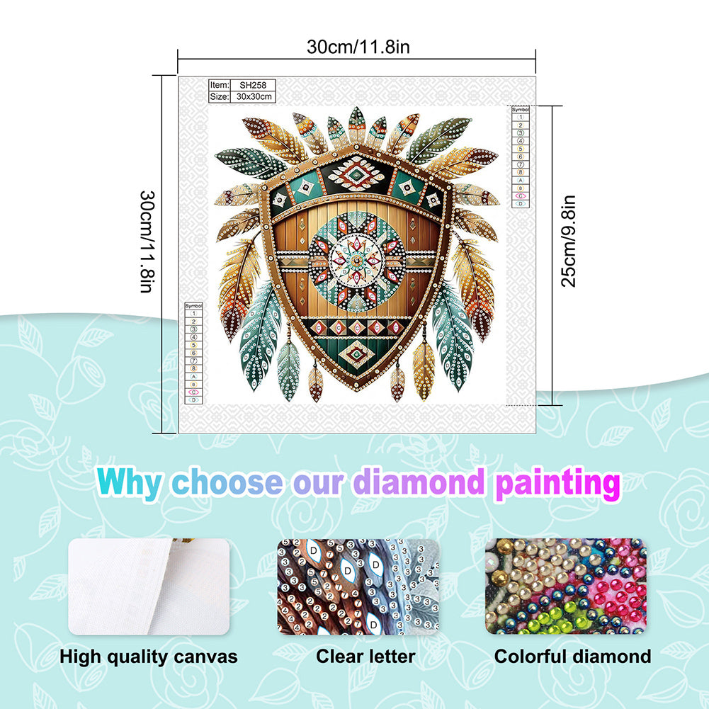 Indian Shield - Special Shaped Drill Diamond Painting 30*30CM