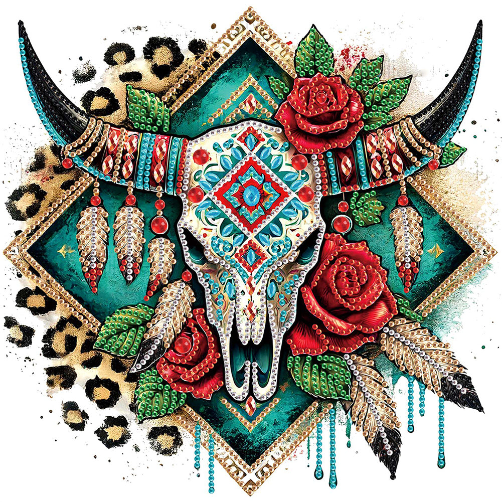 Indian Cow Skull - Special Shaped Drill Diamond Painting 30*30CM