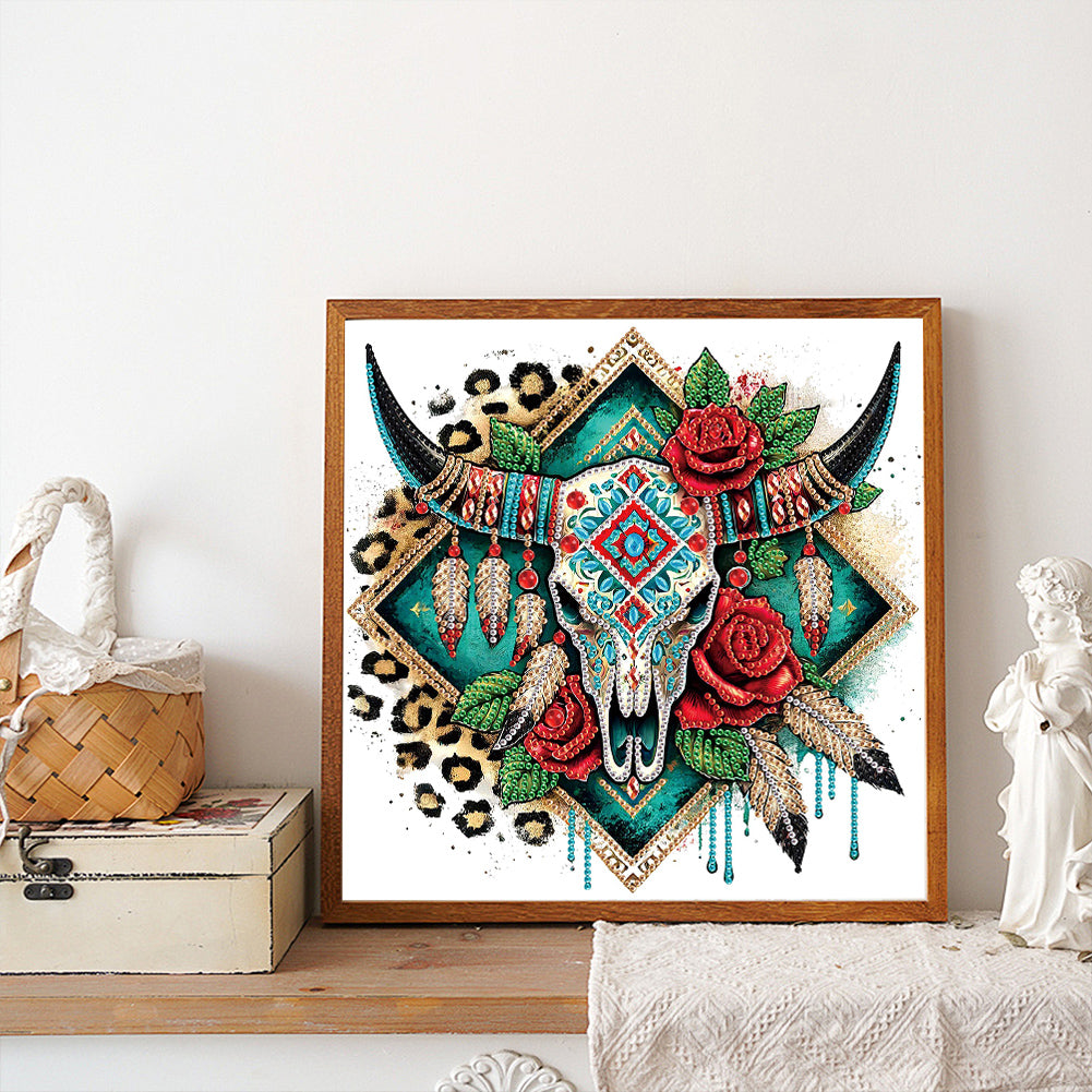 Indian Cow Skull - Special Shaped Drill Diamond Painting 30*30CM