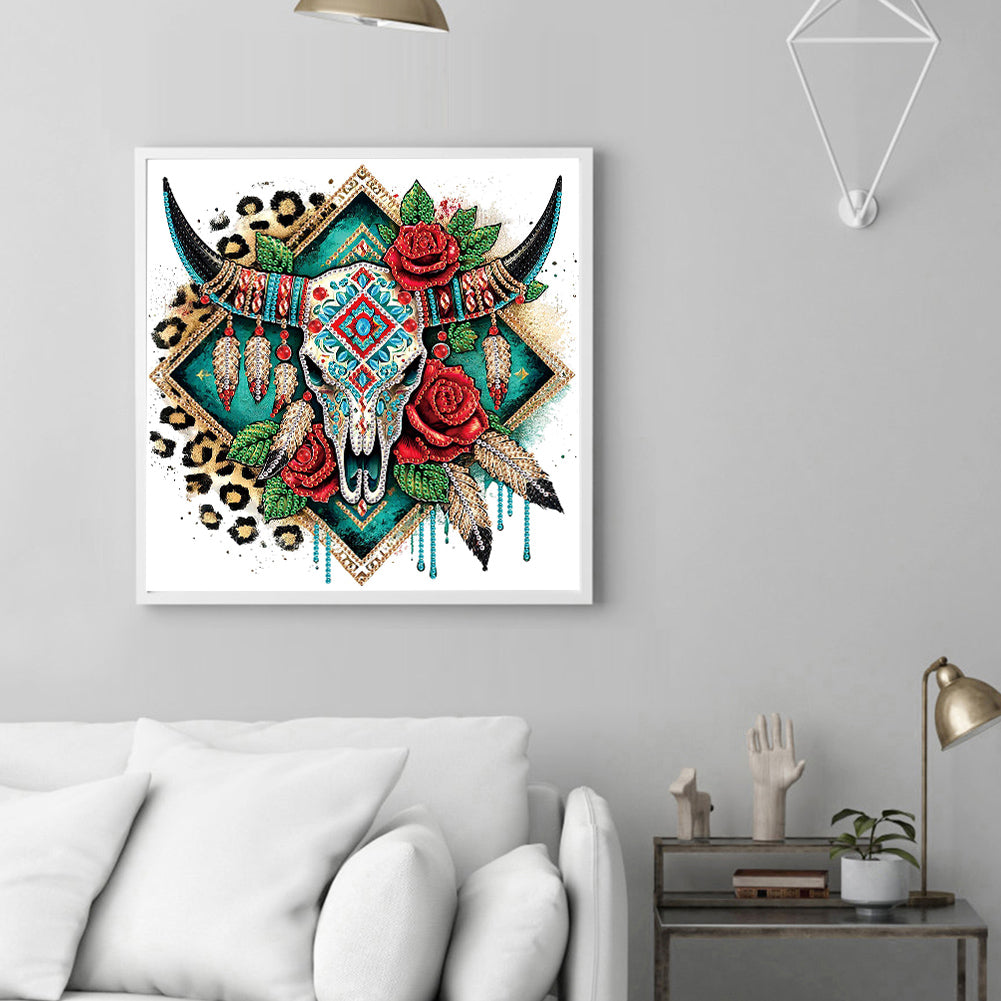 Indian Cow Skull - Special Shaped Drill Diamond Painting 30*30CM