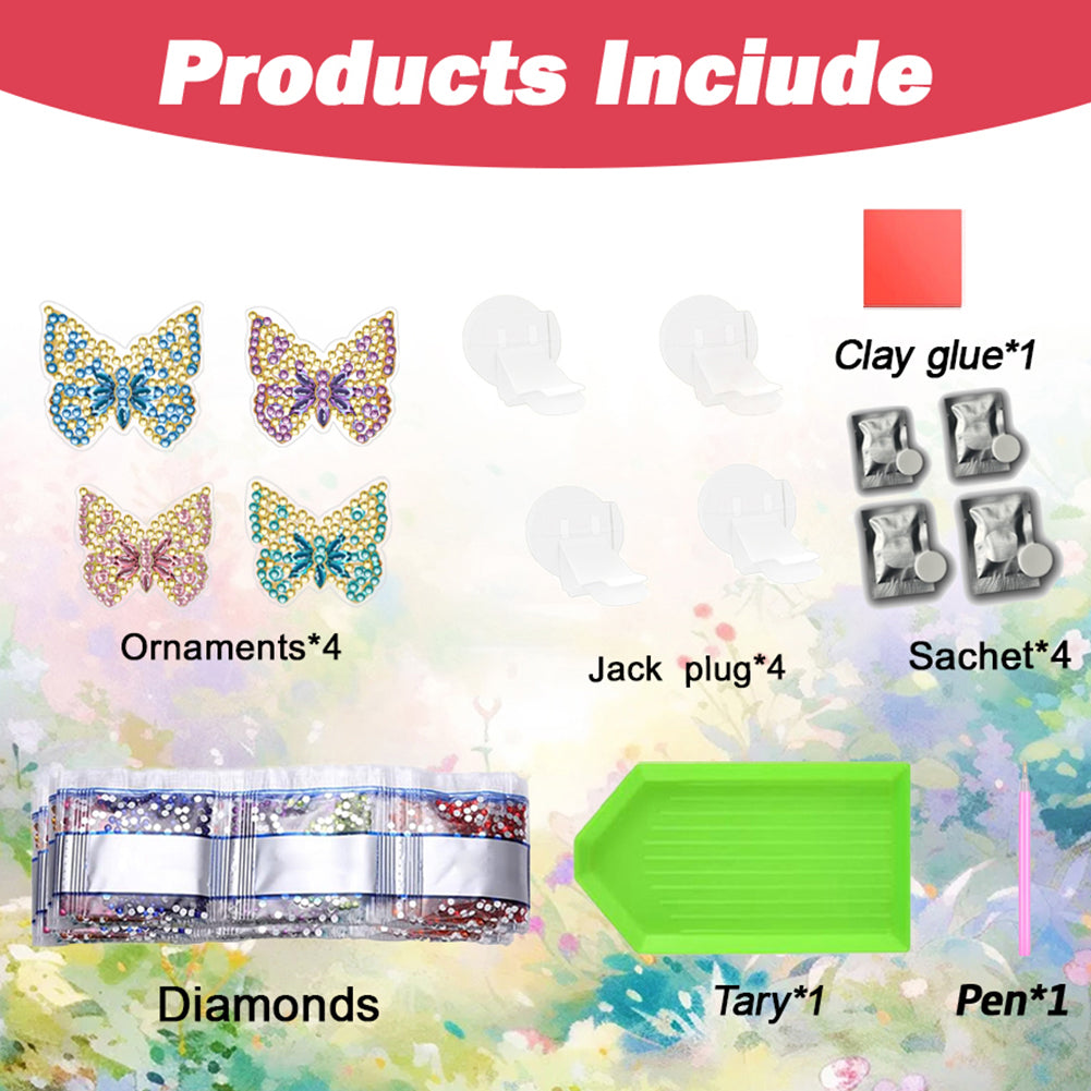 4pc Flower Animal DIY Diamond Painting Car Air Vent Clip Air Freshener for Adult