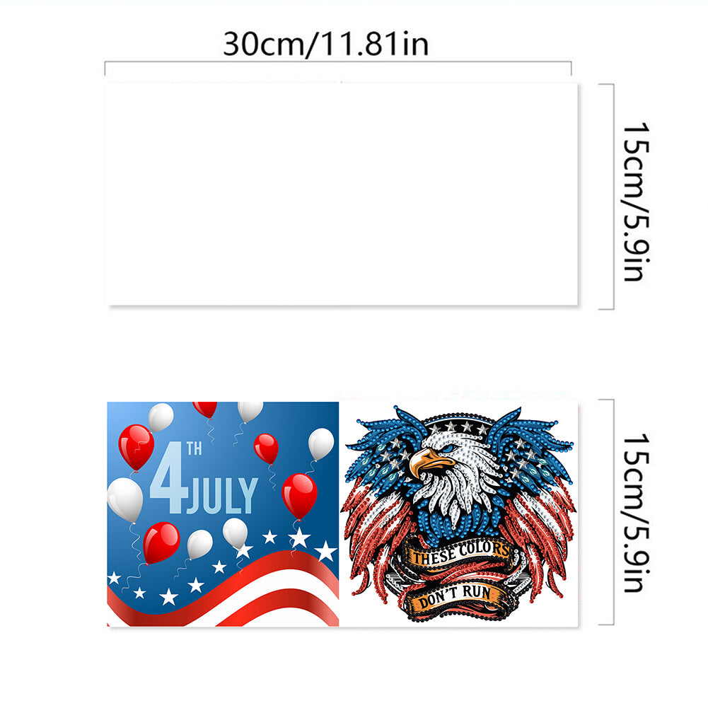 6Pcs Independence Day Diamond Painting Greeting Cards DIY Diamond Drawing Card