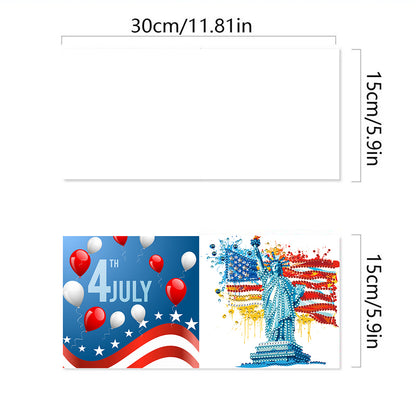 6Pcs Independence Day Diamond Painting Greeting Cards DIY Diamond Drawing Card