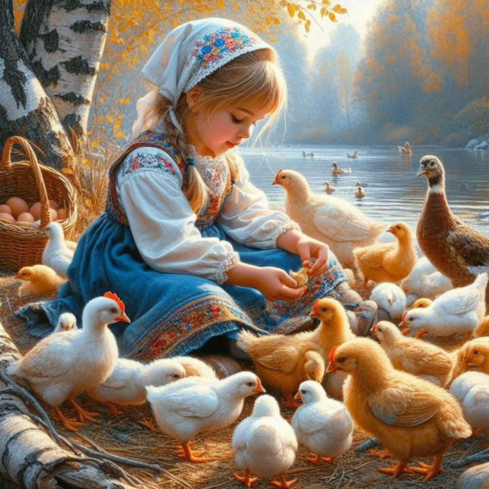 Cute Girl - Full Round Drill Diamond Painting 40*40CM