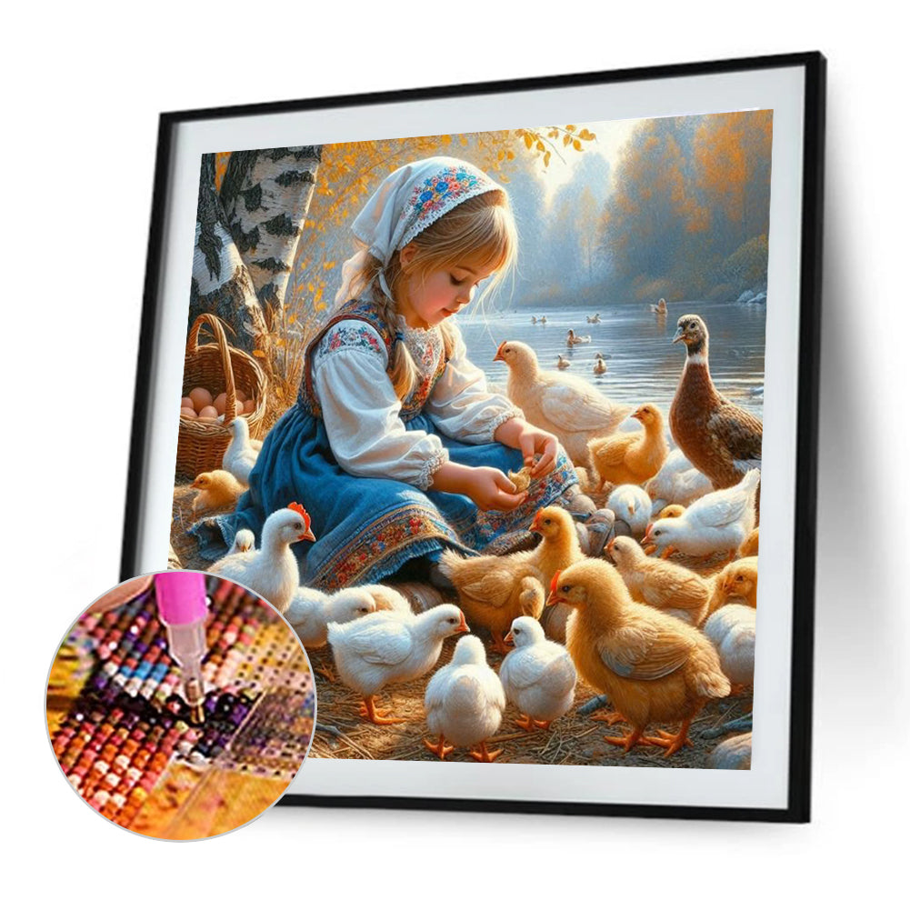 Cute Girl - Full Round Drill Diamond Painting 40*40CM