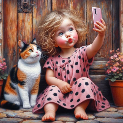 Cute Girl - Full Round Drill Diamond Painting 40*40CM