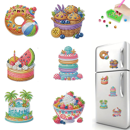 6 Pcs Diamond Art Fridge Magnet DIY Diamond Painting Refrigerator Magnet