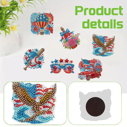 6 Pcs Diamond Art Fridge Magnet DIY Diamond Painting Refrigerator Magnet