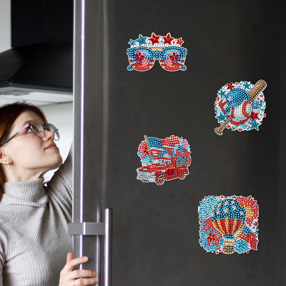 6 Pcs Diamond Art Fridge Magnet DIY Diamond Painting Refrigerator Magnet