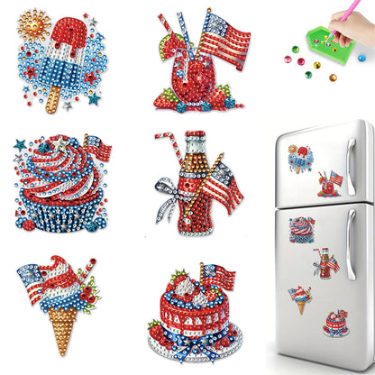 6 Pcs Diamond Art Fridge Magnet DIY Diamond Painting Refrigerator Magnet