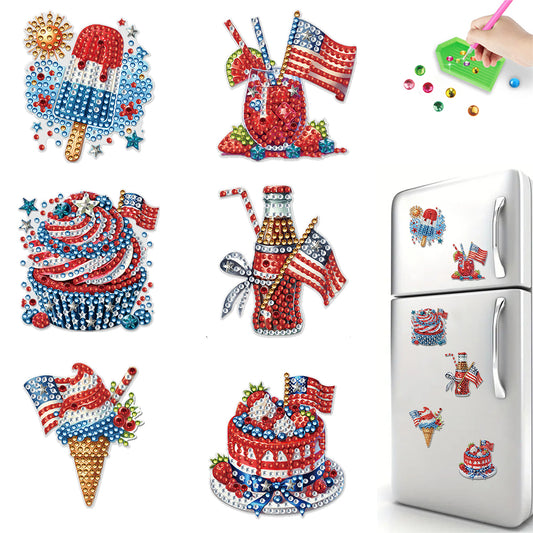 6 Pcs Diamond Art Fridge Magnet DIY Diamond Painting Refrigerator Magnet