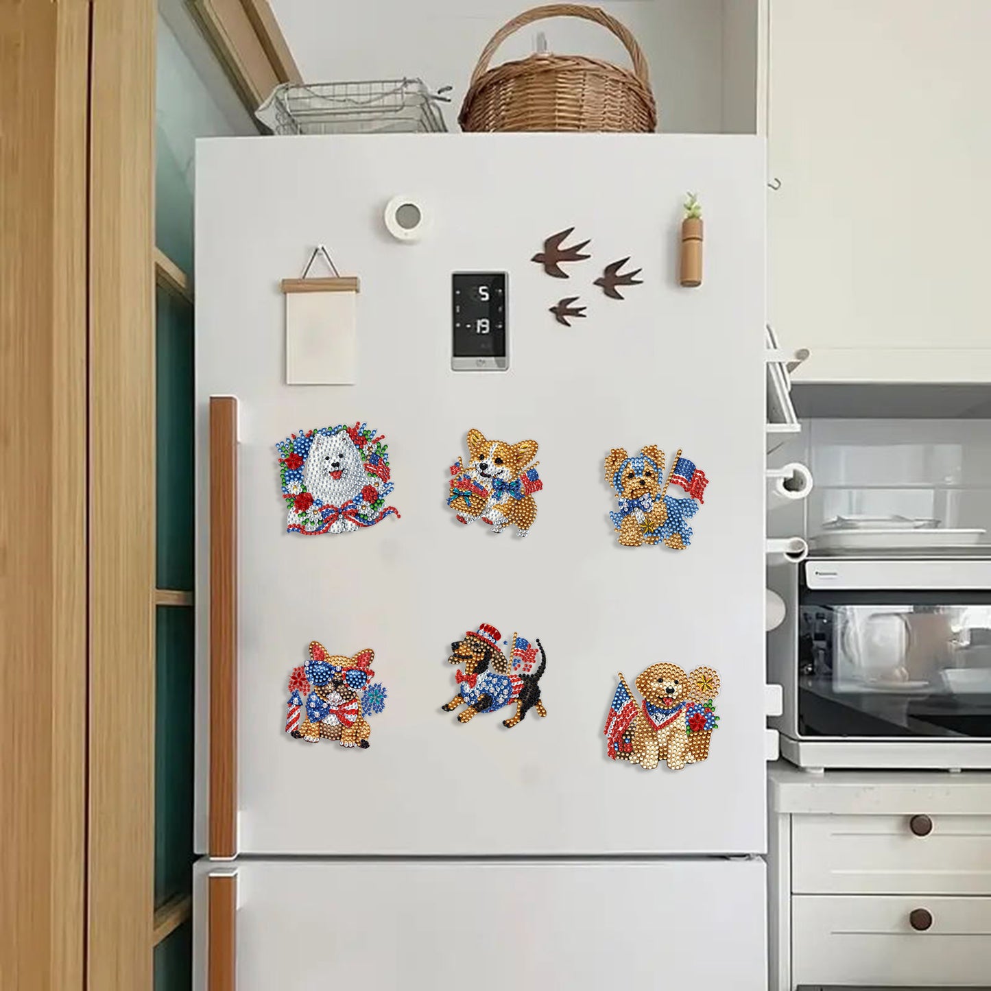 6 Pcs Diamond Art Fridge Magnet DIY Diamond Painting Refrigerator Magnet