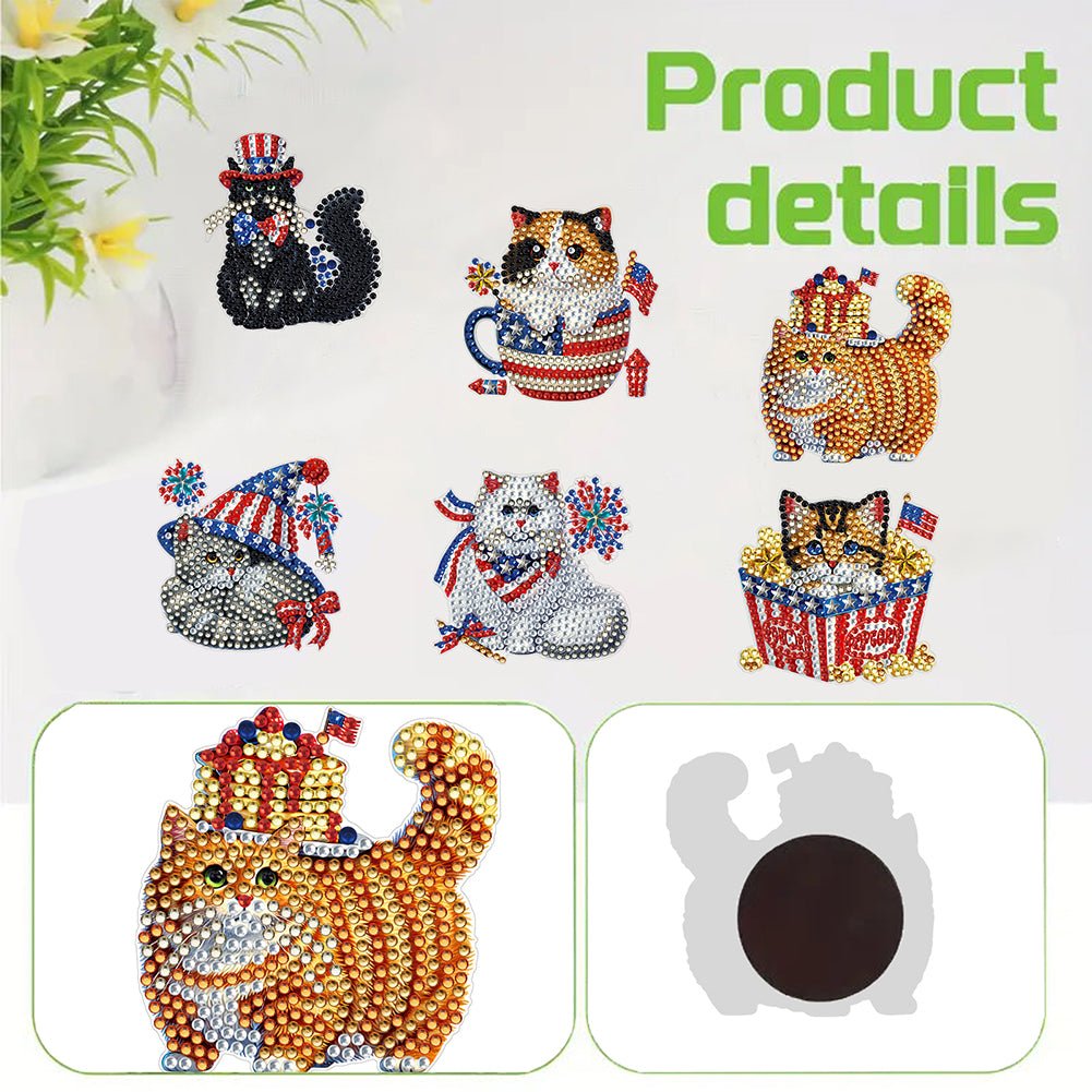6 Pcs Diamond Art Fridge Magnet DIY Diamond Painting Refrigerator Magnet