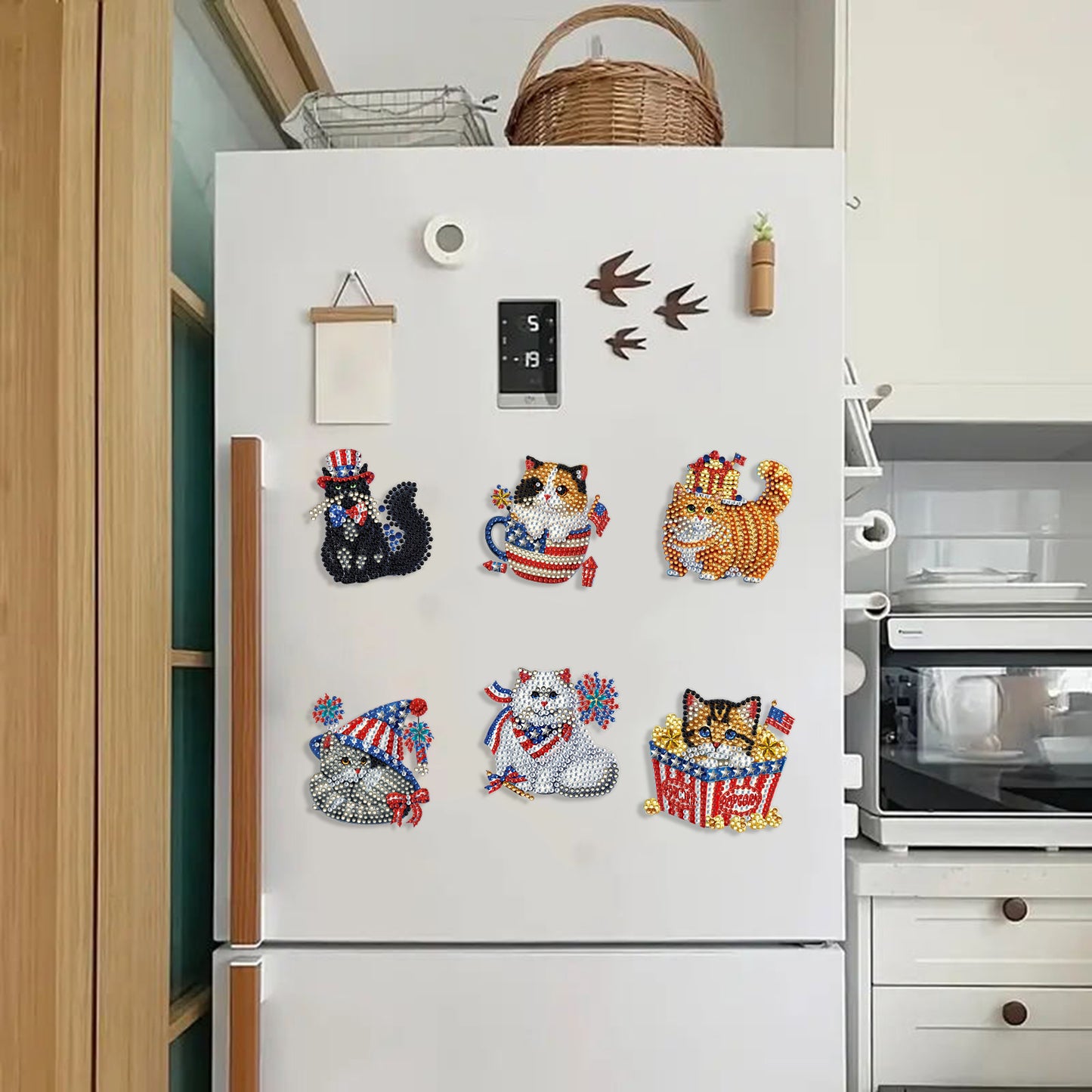 6 Pcs Diamond Art Fridge Magnet DIY Diamond Painting Refrigerator Magnet