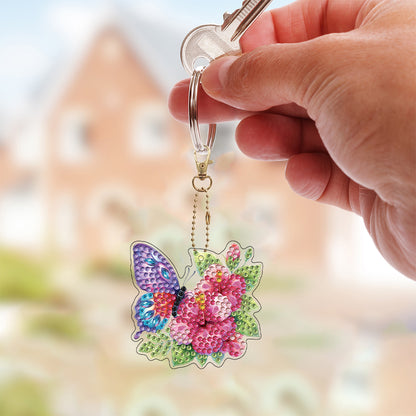 6Pcs Double Sided Special Shaped Beautiful Pattern Full Drill Keyring for Adults