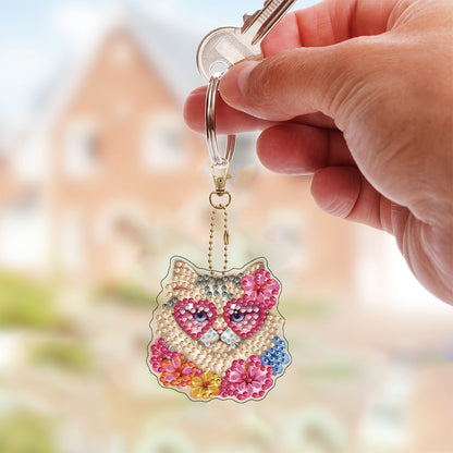 6Pcs Double Sided Special Shaped Beautiful Pattern Full Drill Keyring for Adults