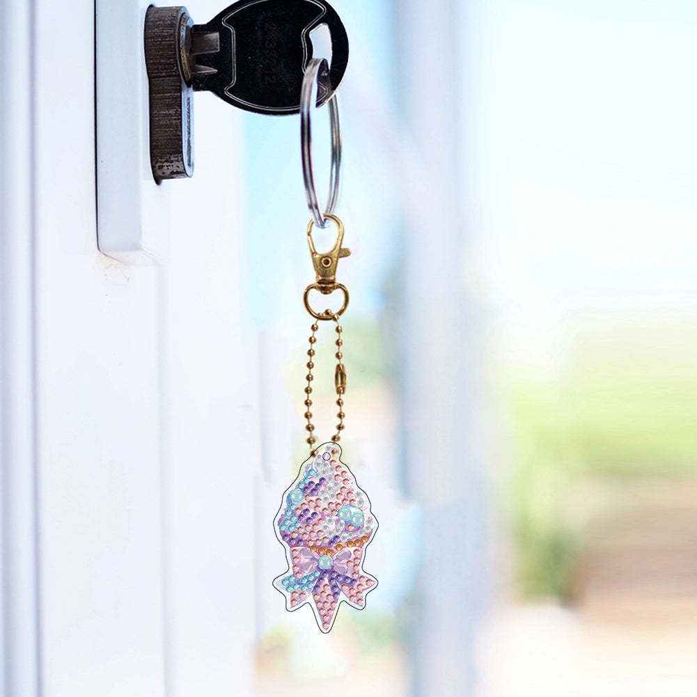 6Pcs Double Sided Special Shaped Beautiful Pattern Full Drill Keyring for Adults