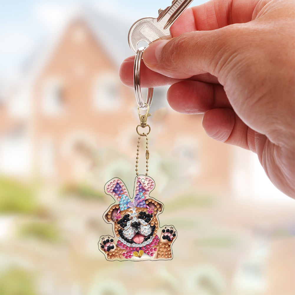 6Pcs Double Sided Special Shaped Beautiful Pattern Full Drill Keyring for Adults