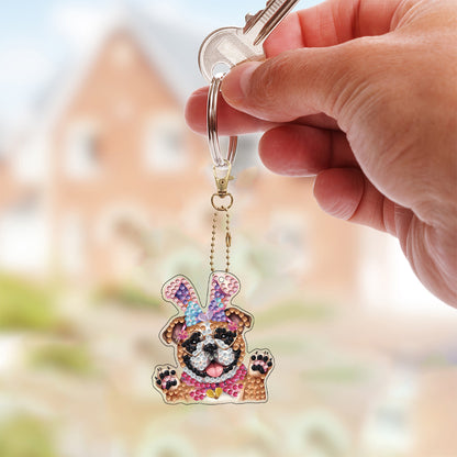 6Pcs Double Sided Special Shaped Beautiful Pattern Full Drill Keyring for Adults