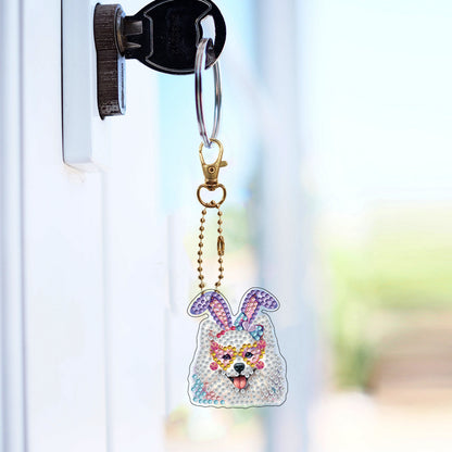 6Pcs Double Sided Special Shaped Beautiful Pattern Full Drill Keyring for Adults
