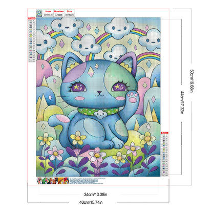 Blue Kitten - Full Round Drill Diamond Painting 40*50CM